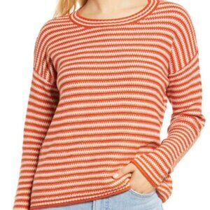 Madewell Seagrove Pullover Sweater in Stripe, Etruscan Clay, Small